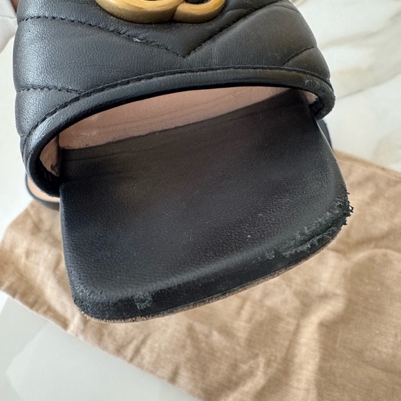 Gucci Double G Black and Gold Mules - Picture 5 of 10